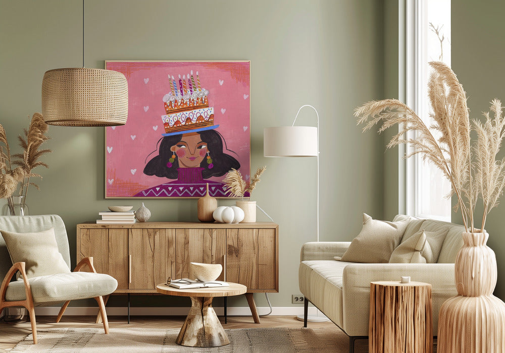 Frau mit Kuchen | Leinwand