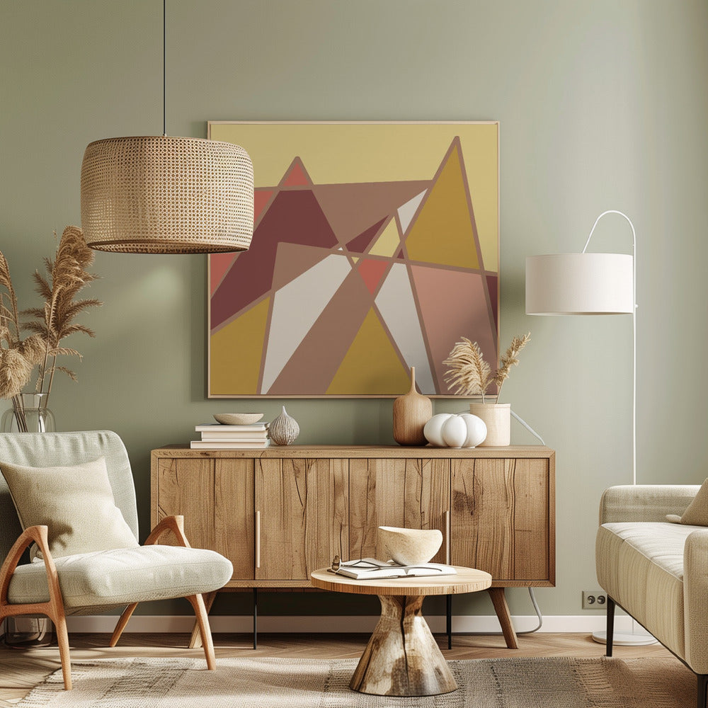 Goldene abstrakte Berge | Leinwand