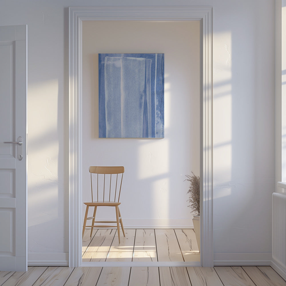 Blau mit vertikalen Pinselstrichen | Leinwand