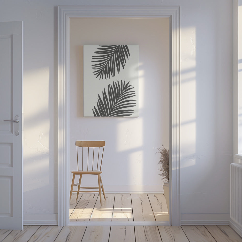 PALM LEAF 12 GRAPHITE GRAY | Canvas