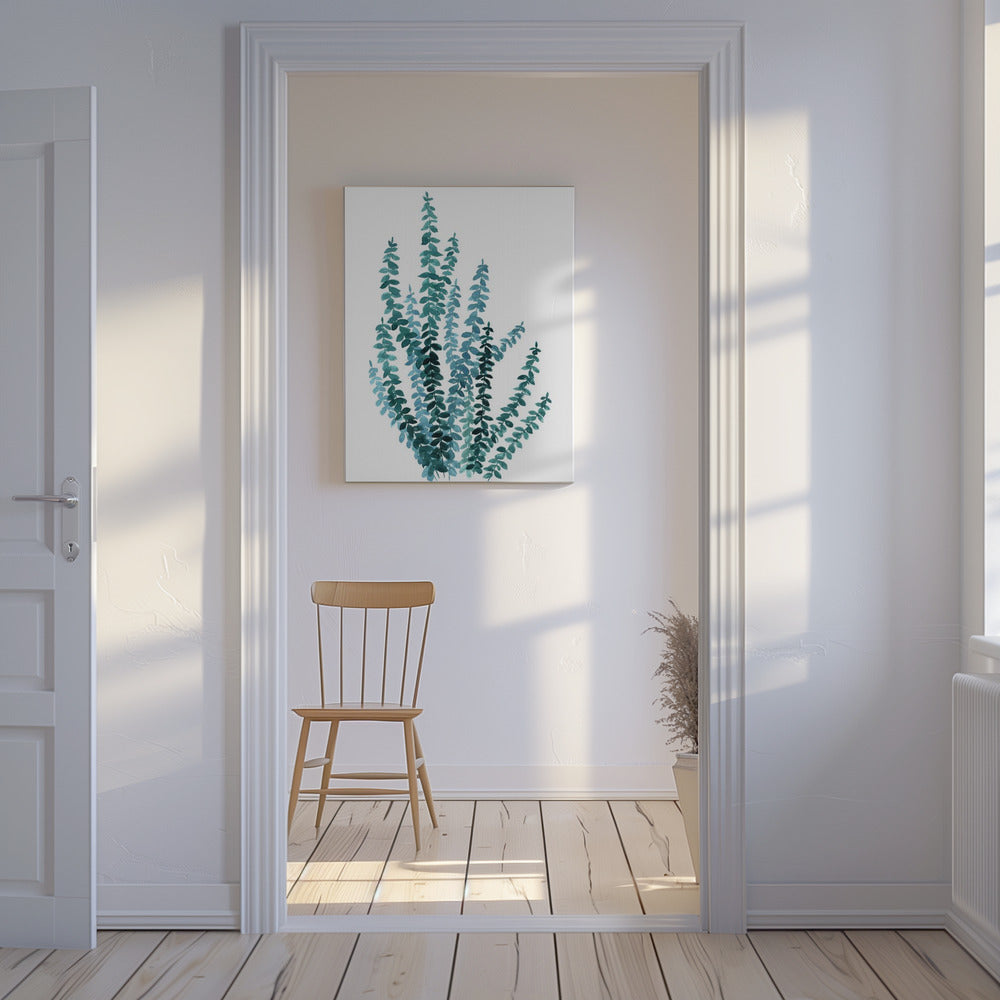 Watercolor eucalyptus branch in teal | Canvas