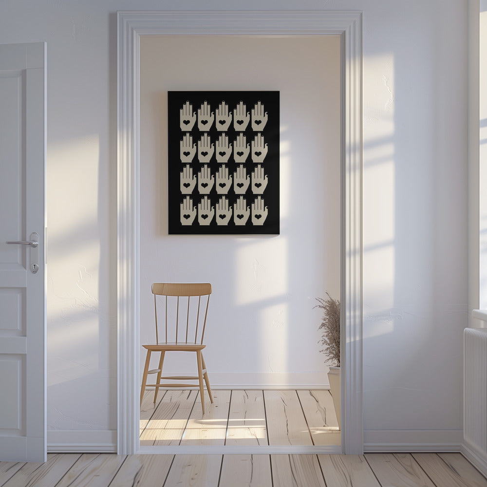 Retro Hands Black | Canvas