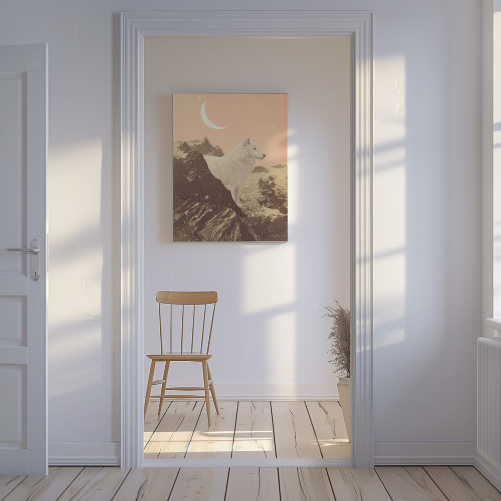 Giant White Wolf In Mountains | Canvas