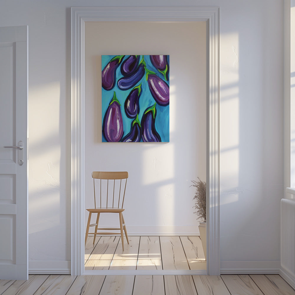 Aubergines Rain | Canvas