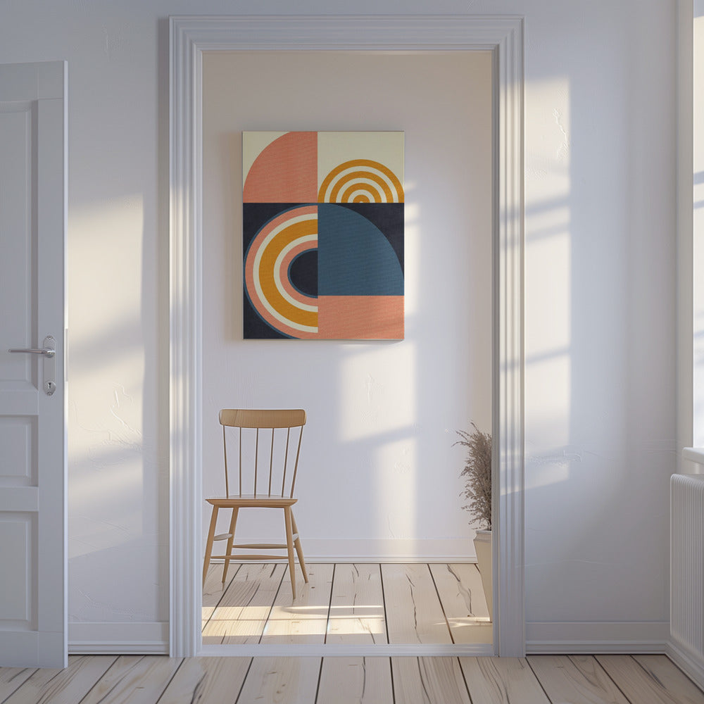 Rainbow Plus Shapes  Blue Mustard9 | Canvas
