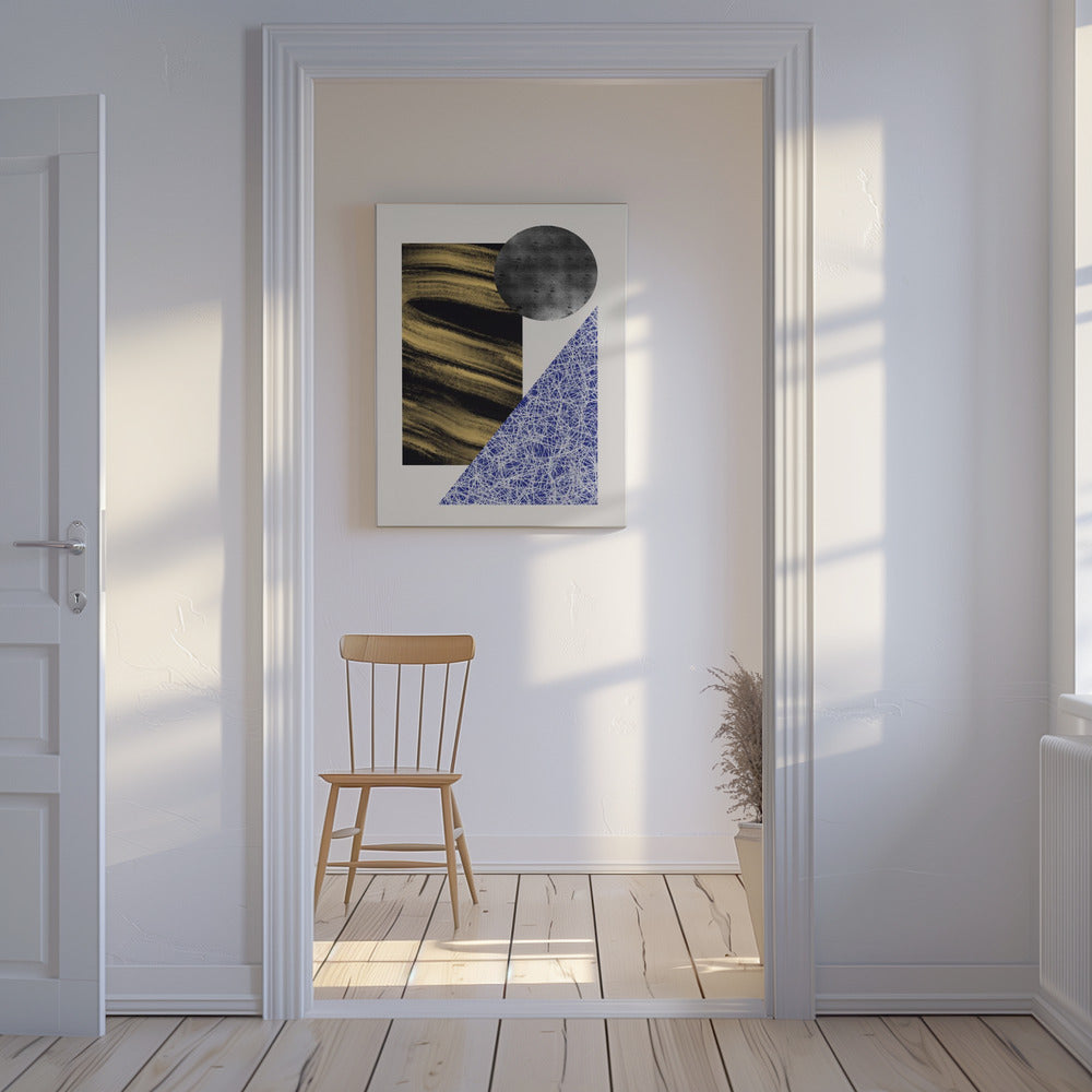 Geometrische Formen mit einer schwarz-goldenen Struktur | Leinwand