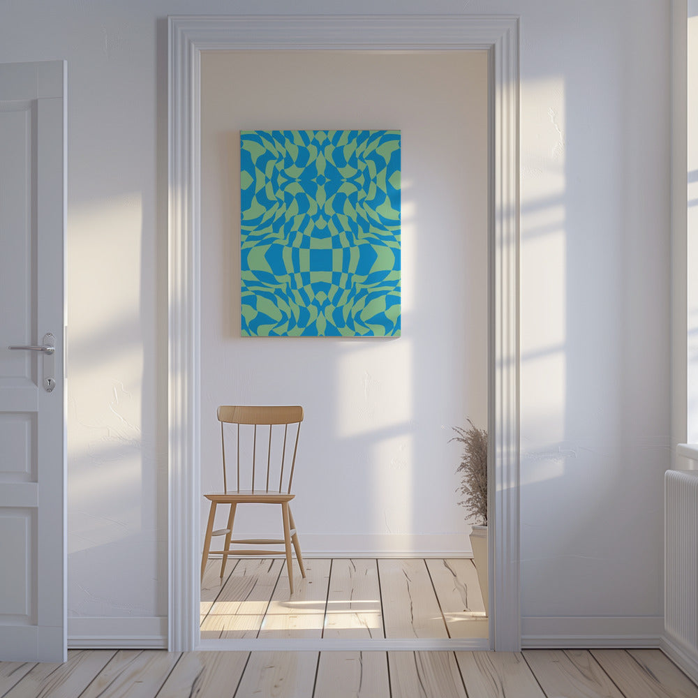 Coole Farben Warp Checkers | Leinwand