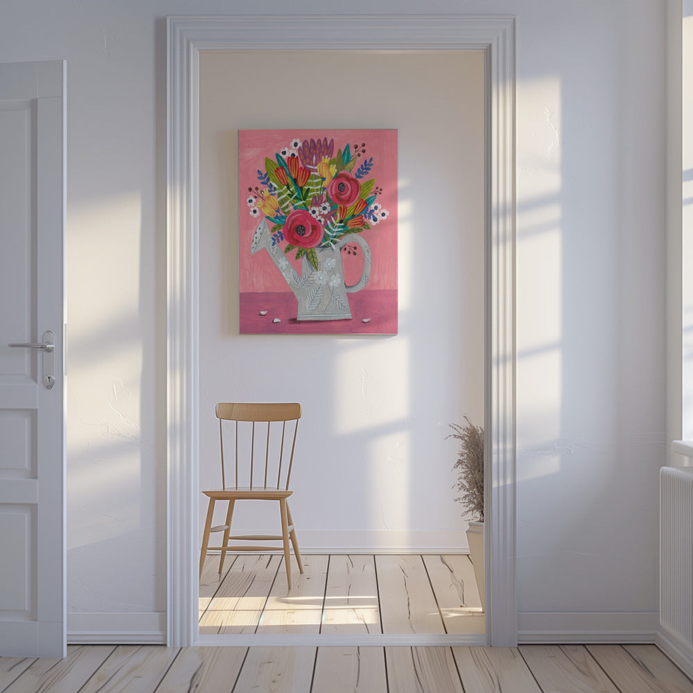 Gießkanne mit Blumen | Leinwand