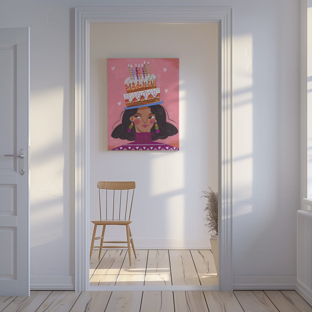 Frau mit Kuchen | Leinwand