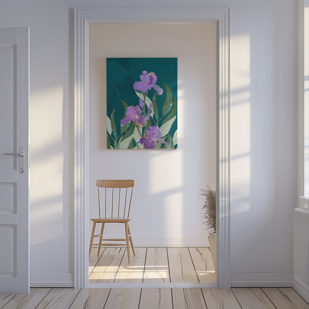 Irisblüte Türkis | Leinwand