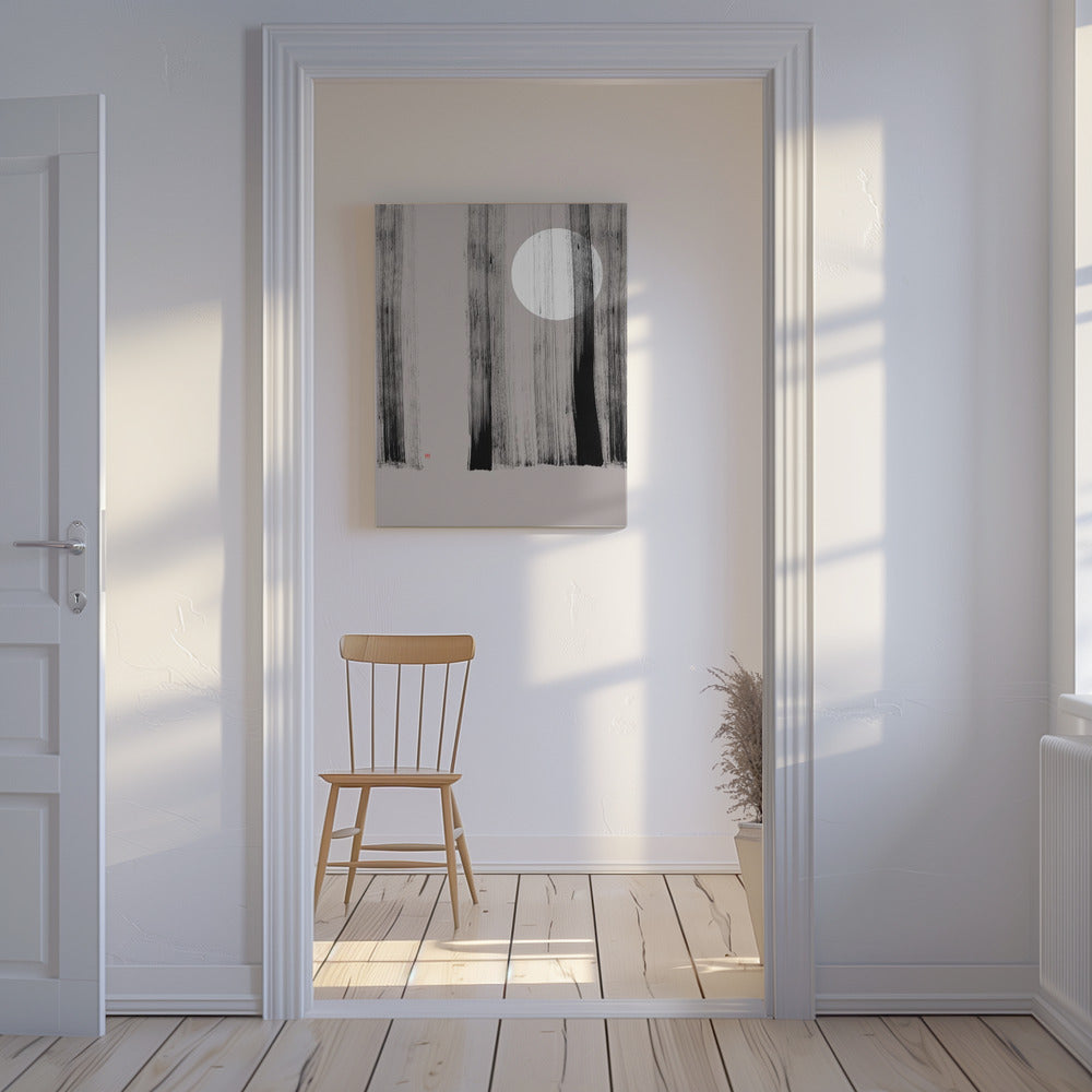 Versteckter Mond Nr. 1 | Hinter den Bäumen | Leinwand
