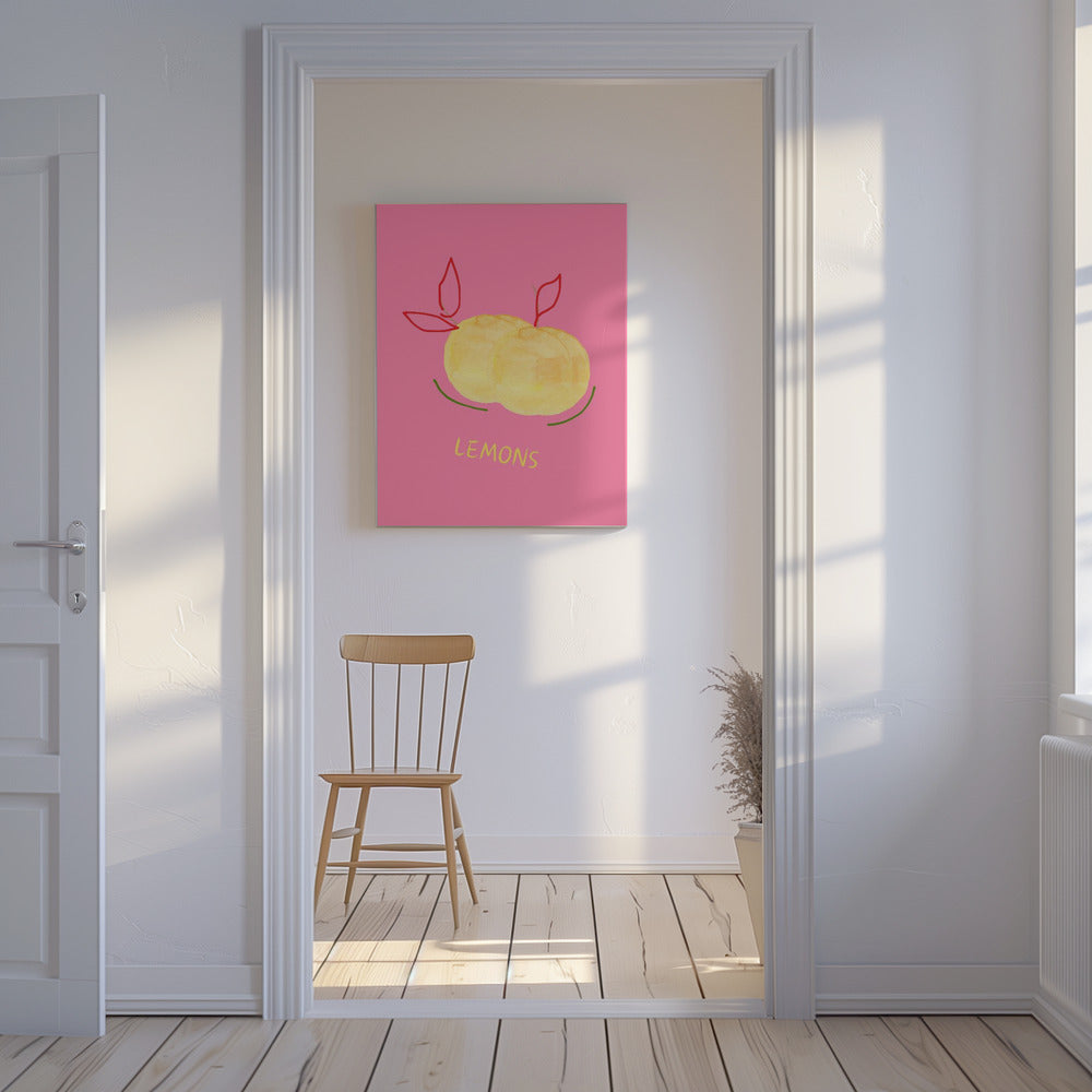 Zitronen in Pink | Leinwand