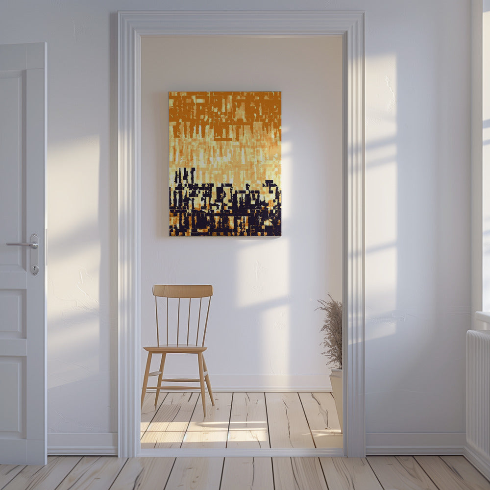 Orange und schwarze Farbpalette mit pixeligen Texturen | Leinwand