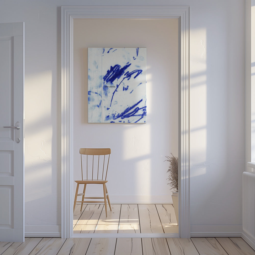 Blaues Flüstern mit „Keep Loving“ | Leinwand