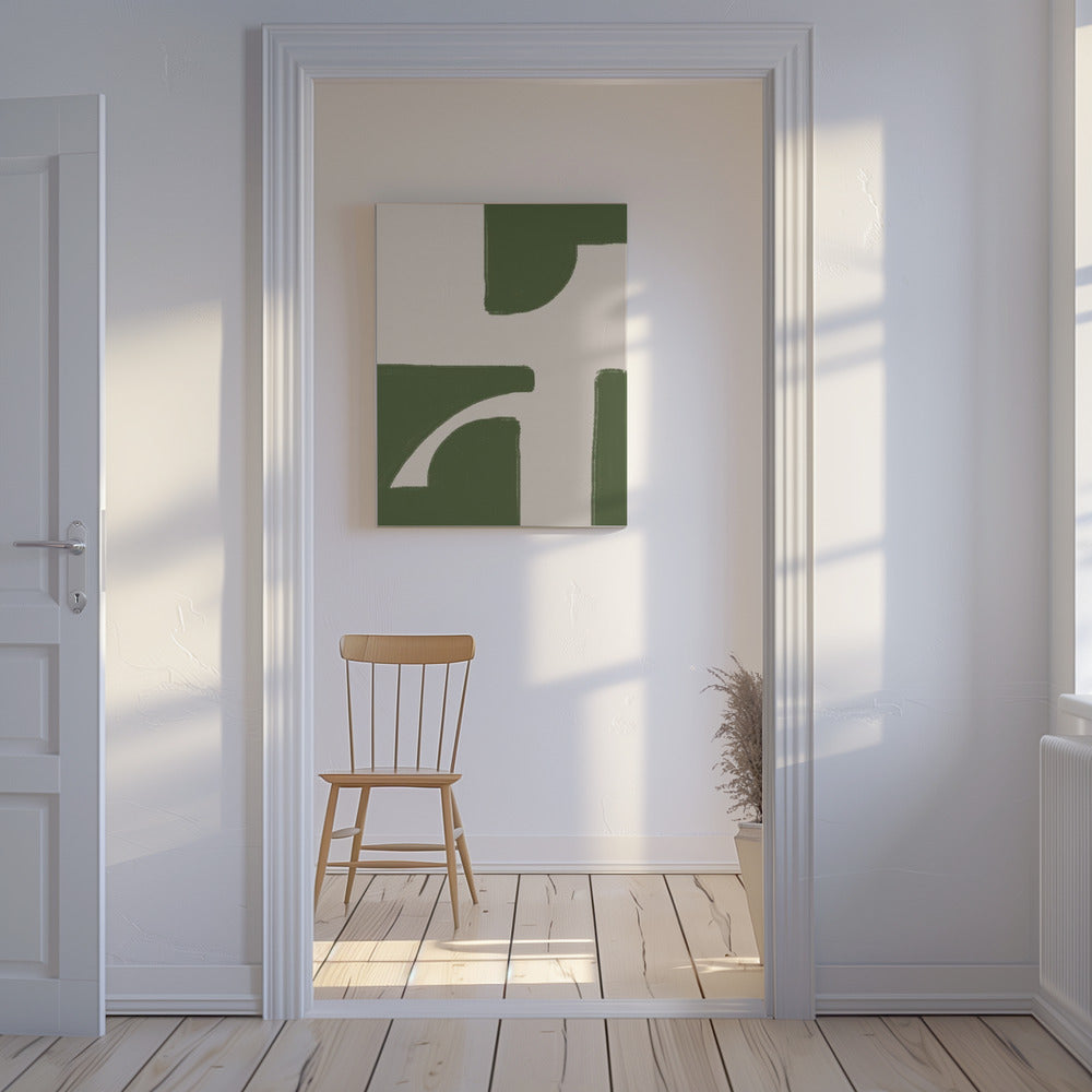 Green Geometric Flow | Canvas