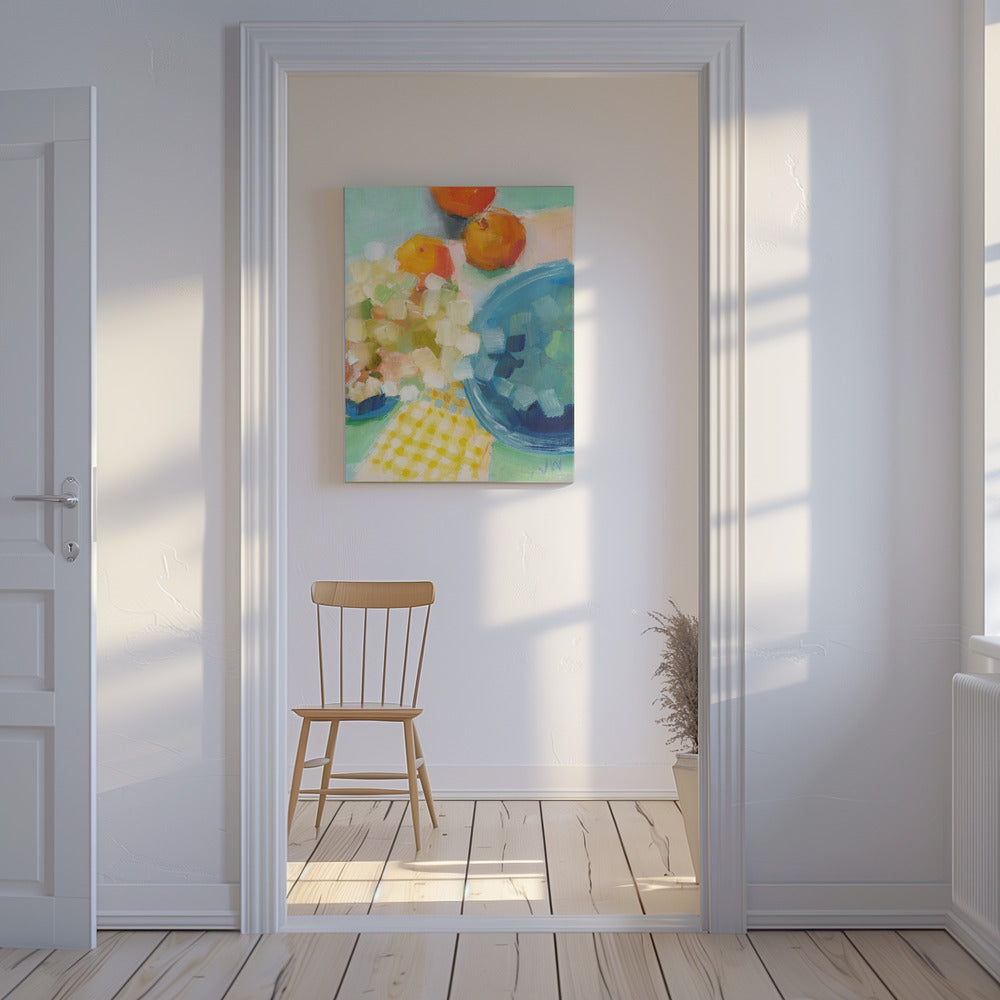 Orangen und Hortensien | Leinwand