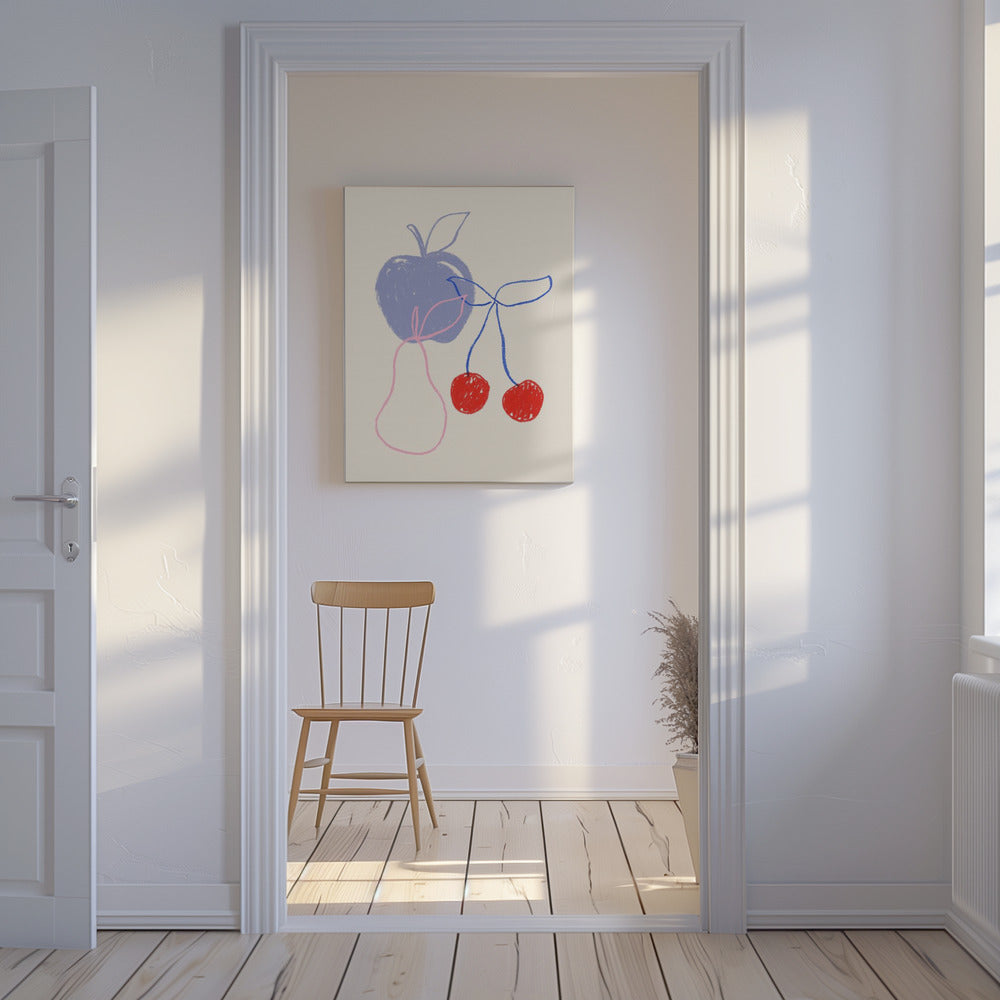 Apfel, Kirsche und Birne | Leinwand