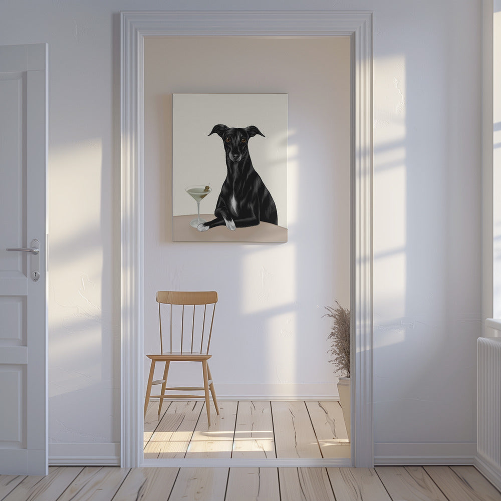 Edler Windhund mit Martini | Leinwand
