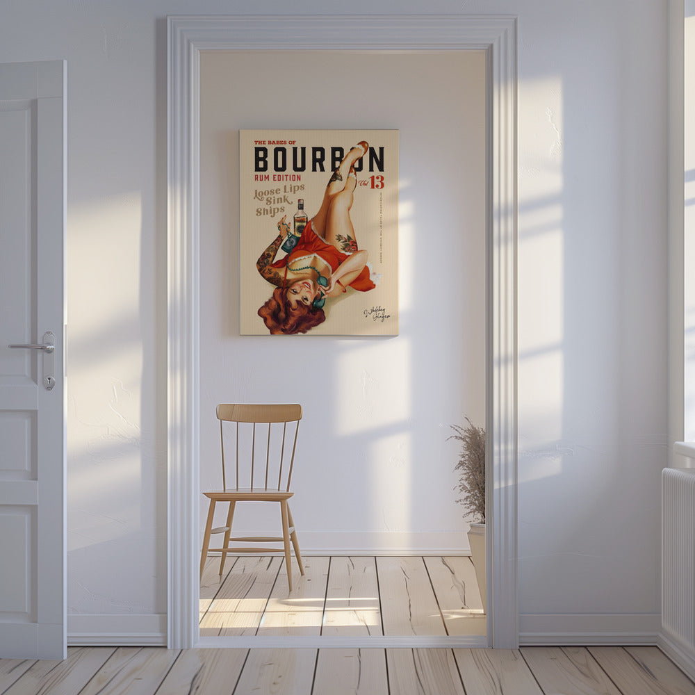 Babes of Bourbon Vol 13 Rum trinkendes Pinup-Girl-Kunst | Leinwand
