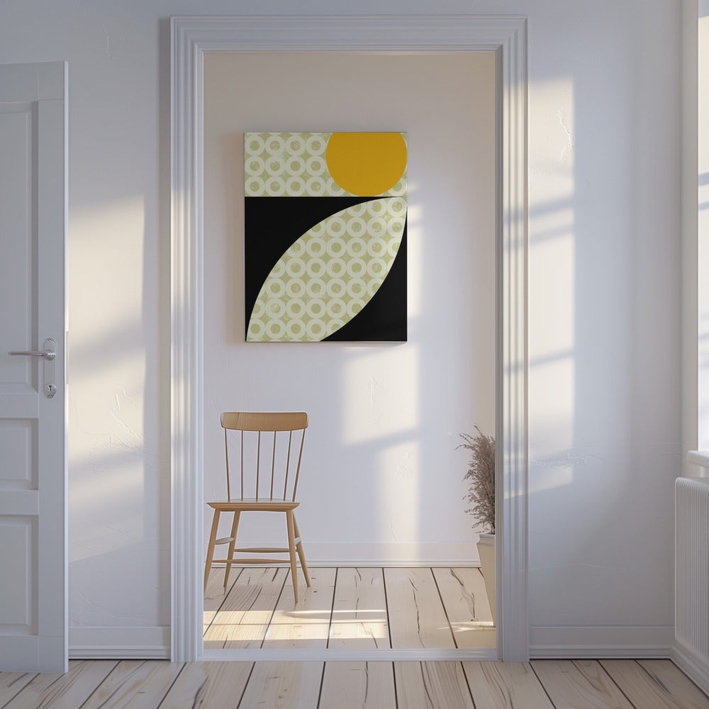 Geometrische Formen mit einem kräftigen gelben Kreis | Leinwand