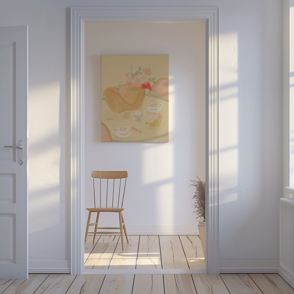 Kaffee-Date mit Blumen | Leinwand