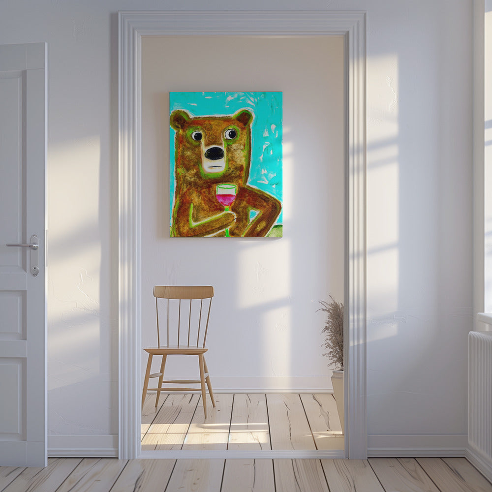 Herr Bär an der Bar | Leinwand