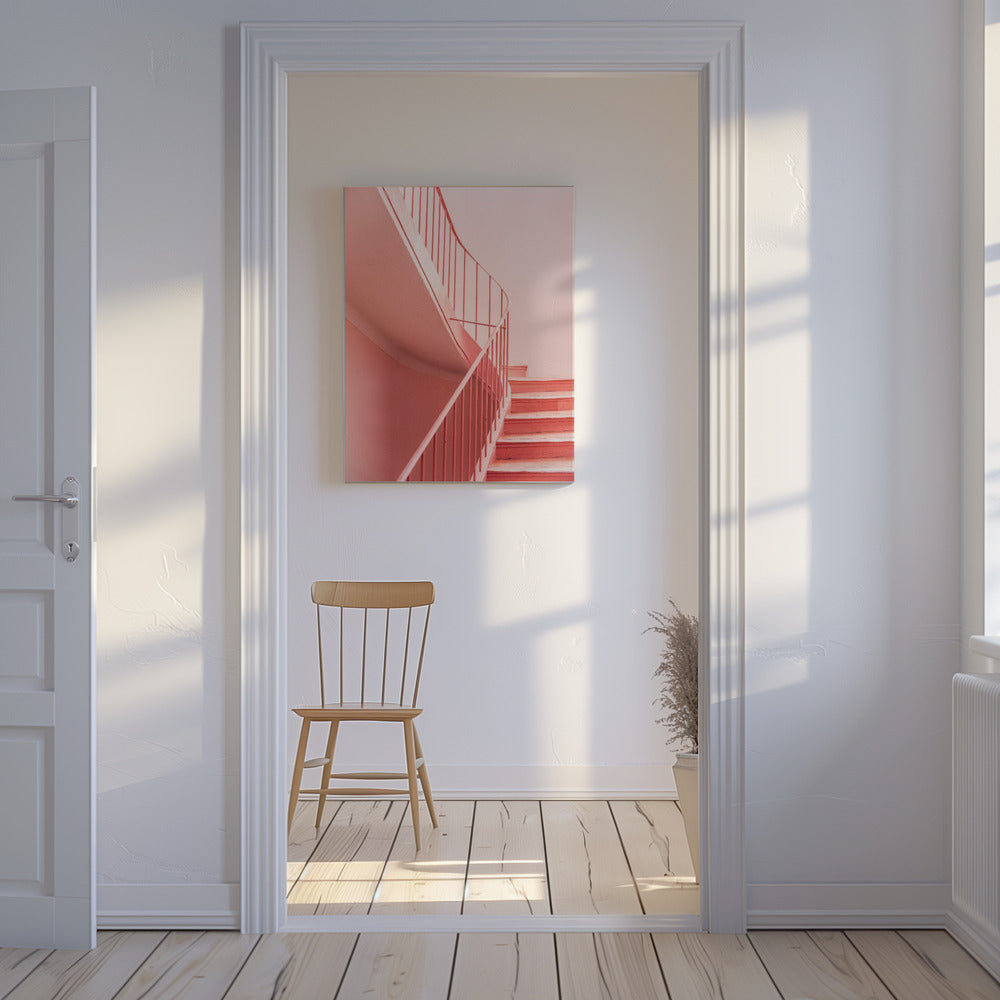 Pink Steps Cannes | Architektonischer Minimalismus | Leinwand