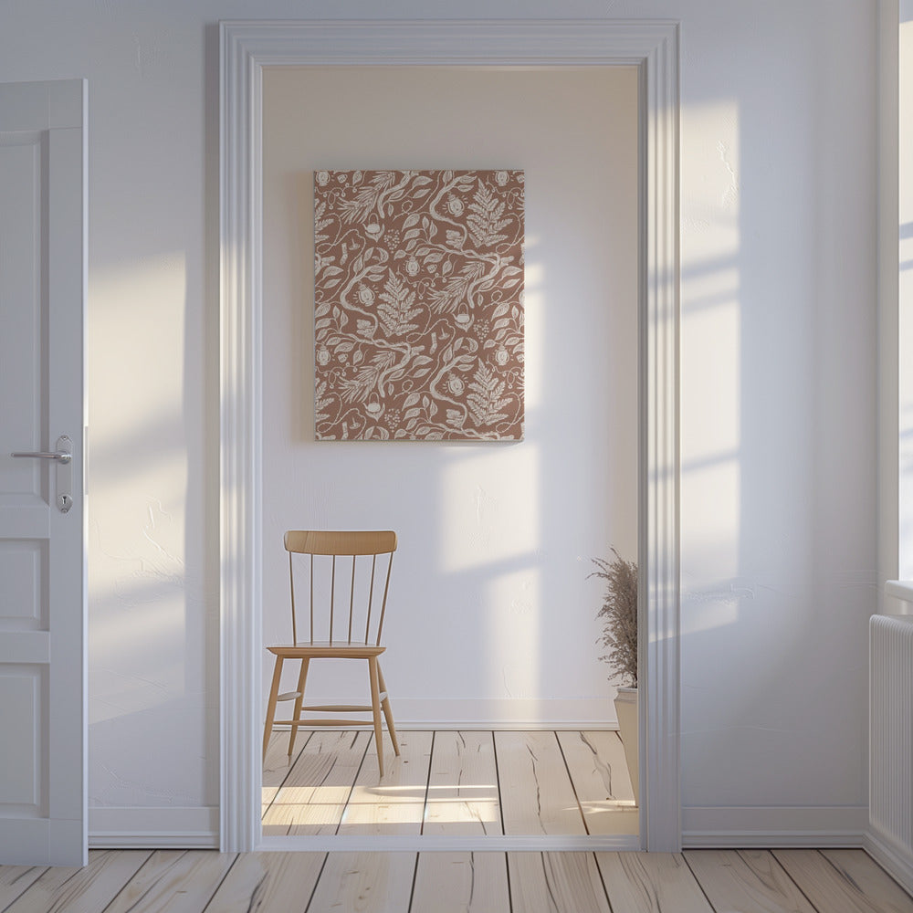 Cabincore Szenenmuster - Mokka-Mousse | Leinwand