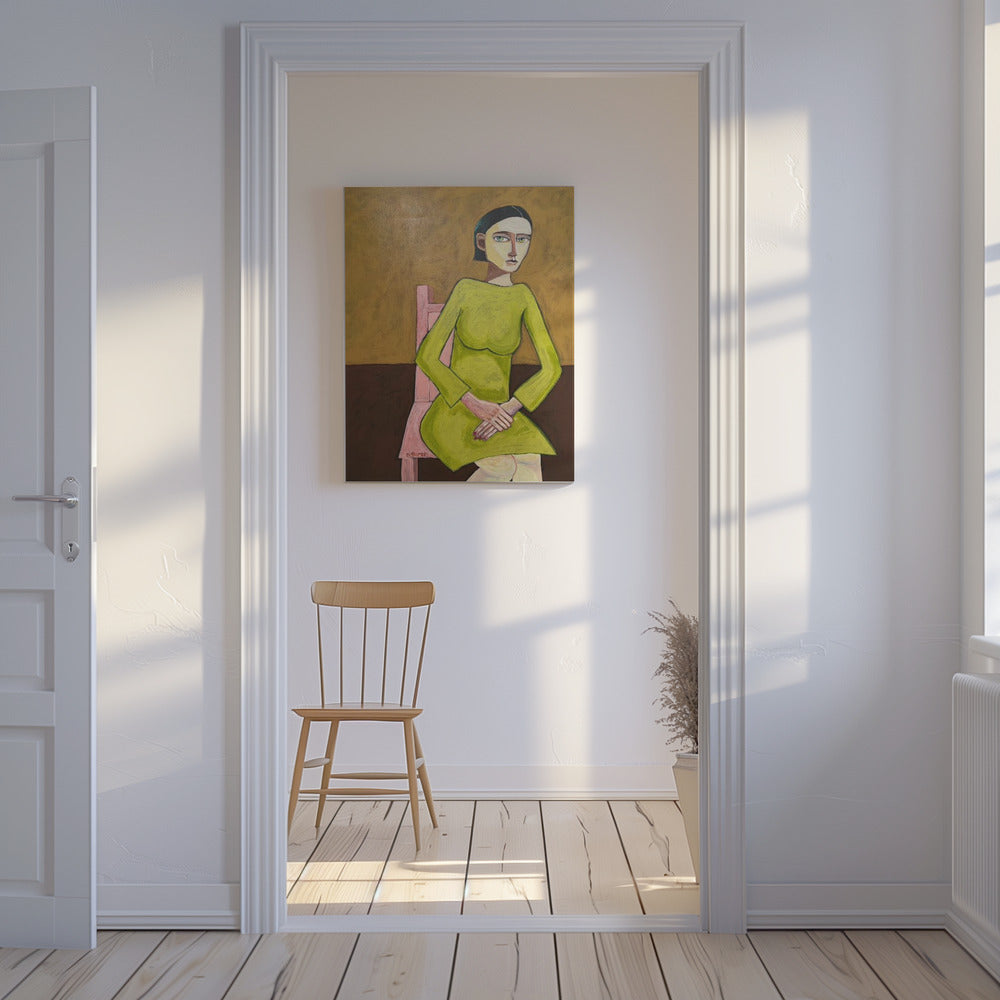 Die gute Zuhörerin sitzt auf einem Stuhl | Leinwand