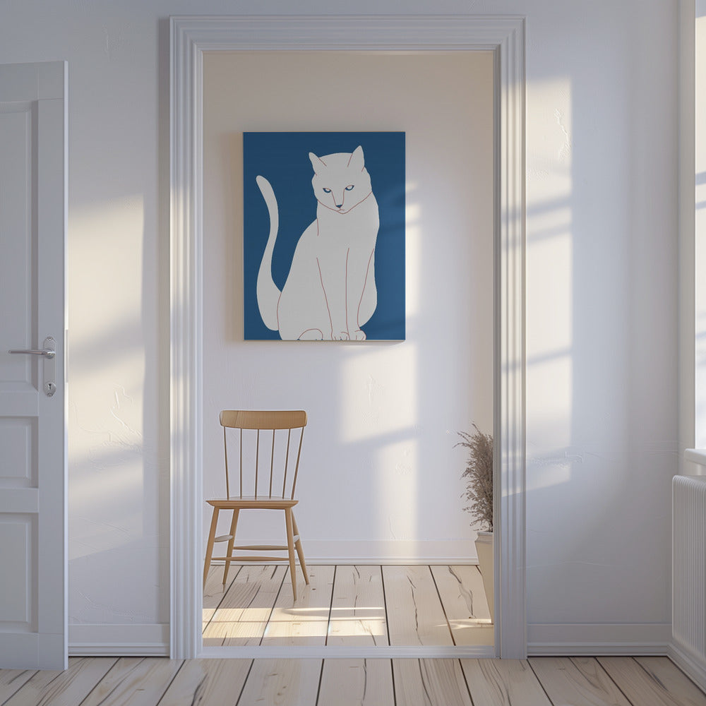 Weiße und blaue Katze | Leinwand