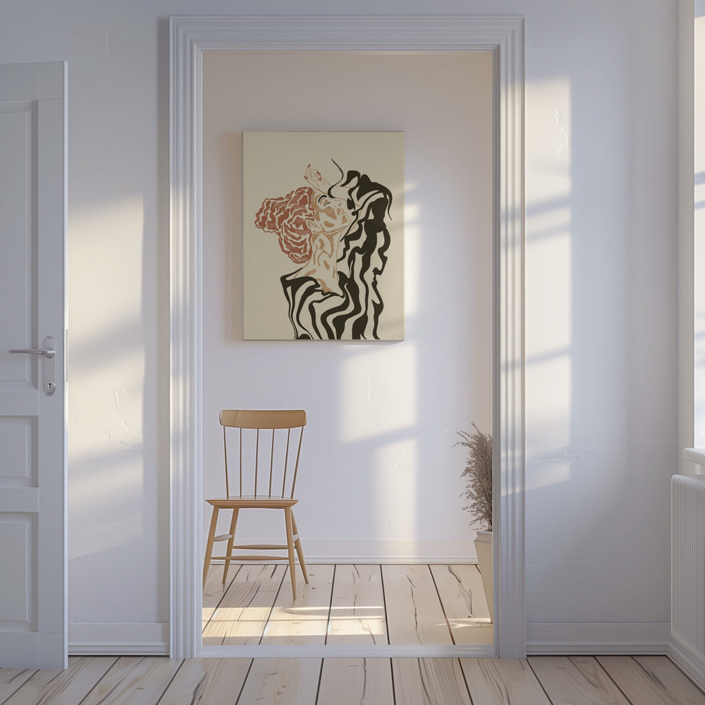 Frau in gestreifter Bluse | Leinwand