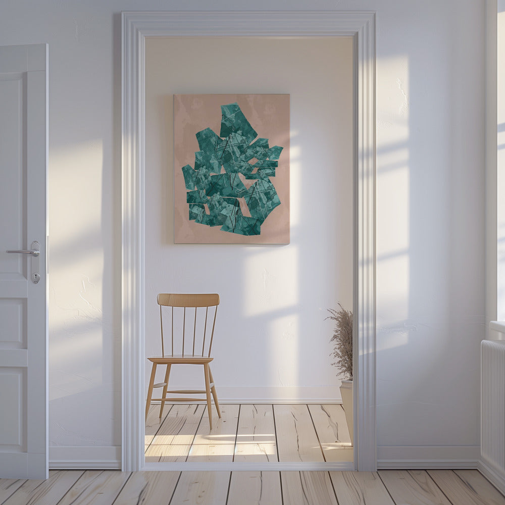 Green Geometric Shapes With Textured Patterns | Canvas