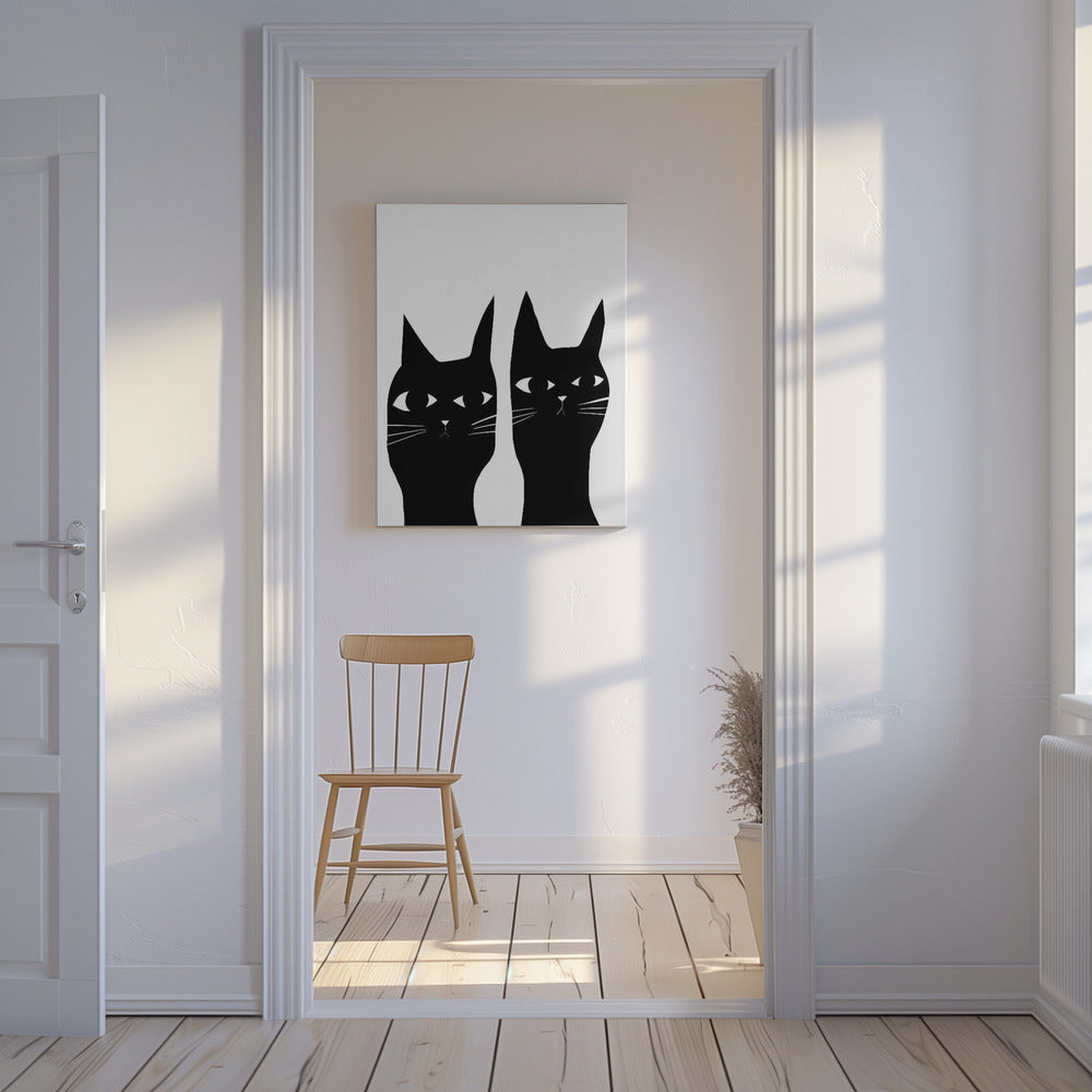 Zwei schwarze Katzen | Leinwand