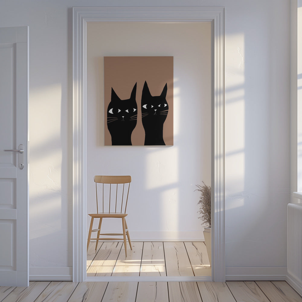 Zwei schwarze Katzen | Leinwand