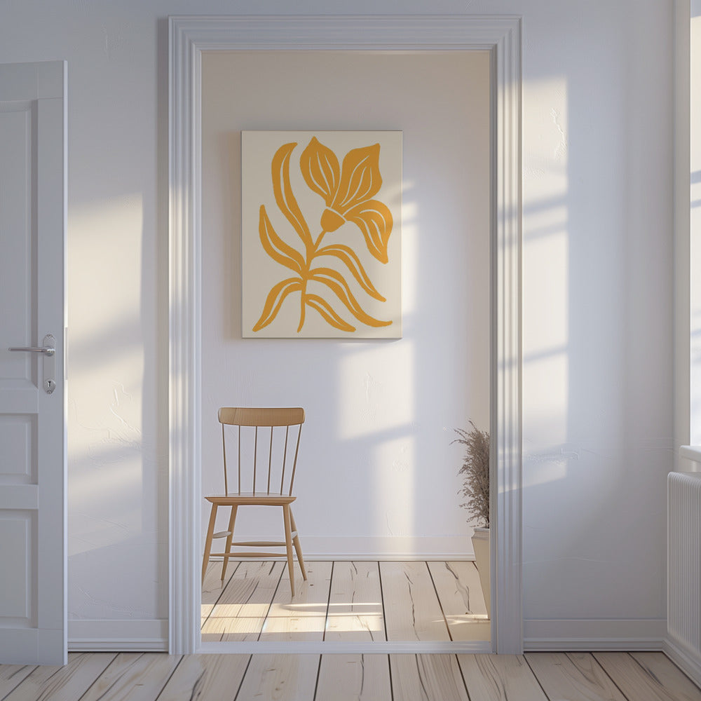 Abstrakte gelbe stilisierte Tulpe | Leinwand