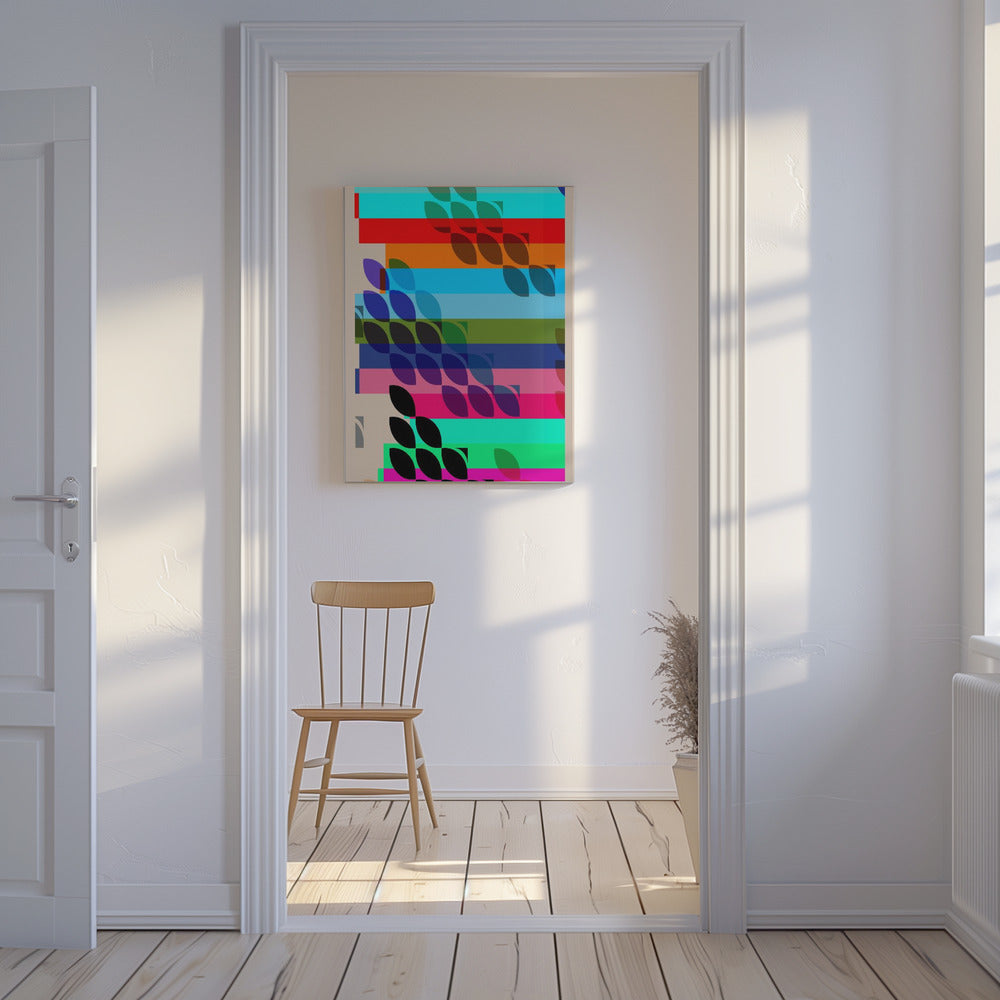 Vibrant Geometric Shapes And Leaf Patterns | Canvas
