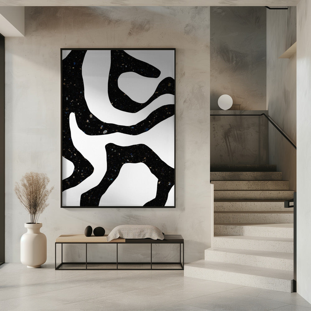 Organic Black Forms with Speckled Patterns | Poster