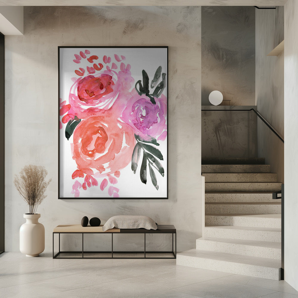 Maeko, lockere Aquarellblumen I | Poster