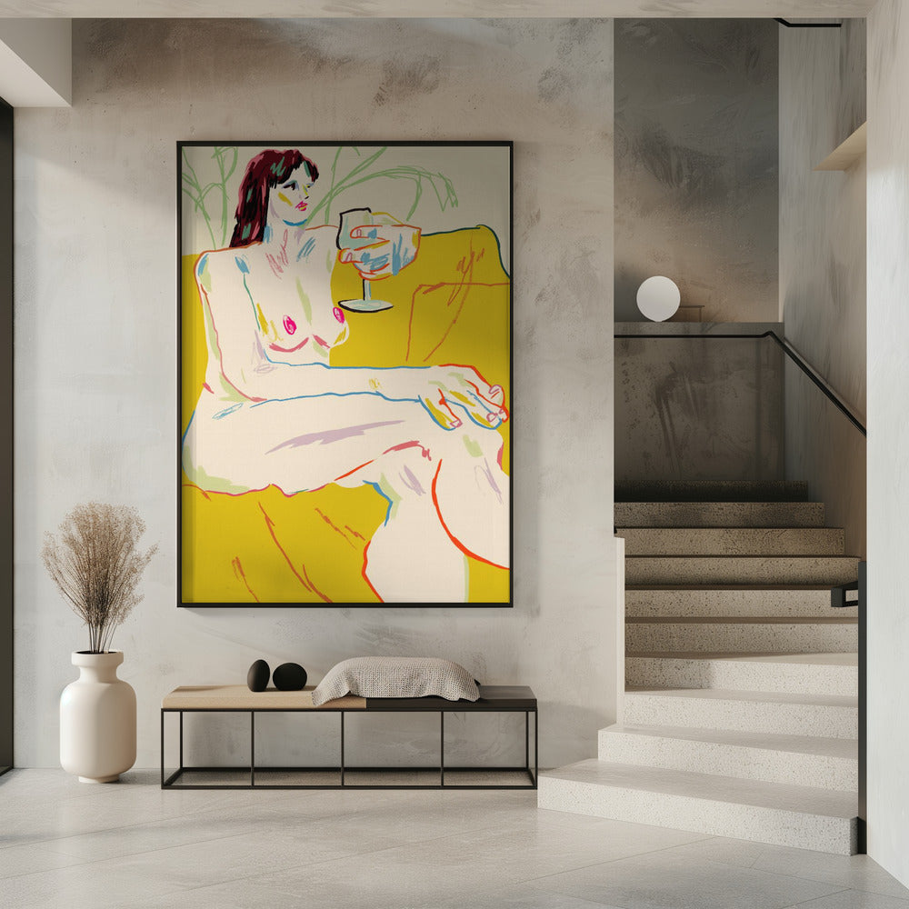 Mädchen mit einem Weinglas | Poster