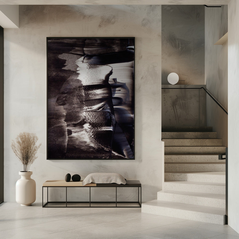 Monochrome Textures And Fluid Brushstrokes | Poster