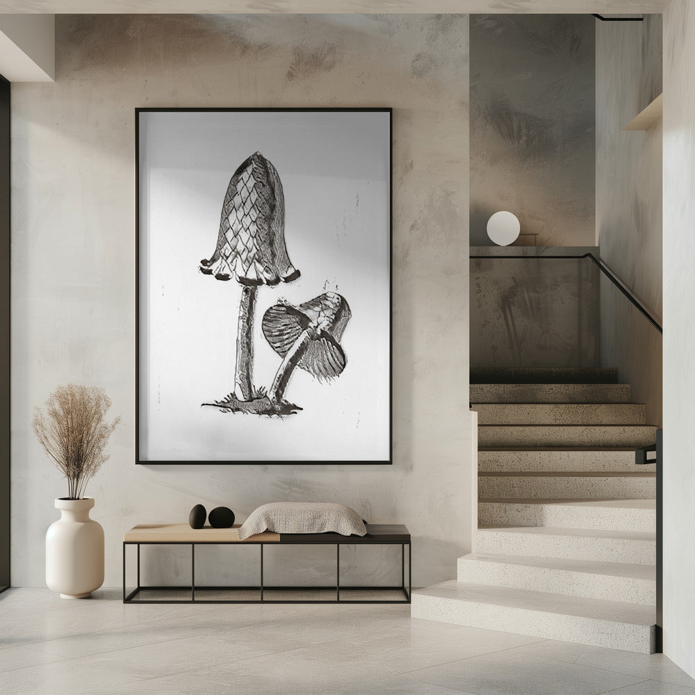 Vintager Tintenfisch-Esspilz, BW, hell | Poster