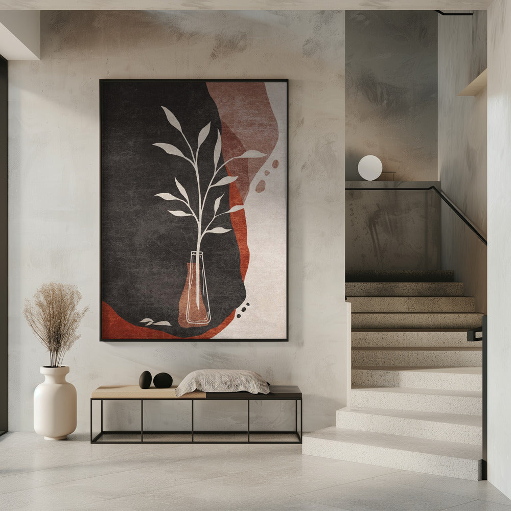 Vase und Blätter | Poster