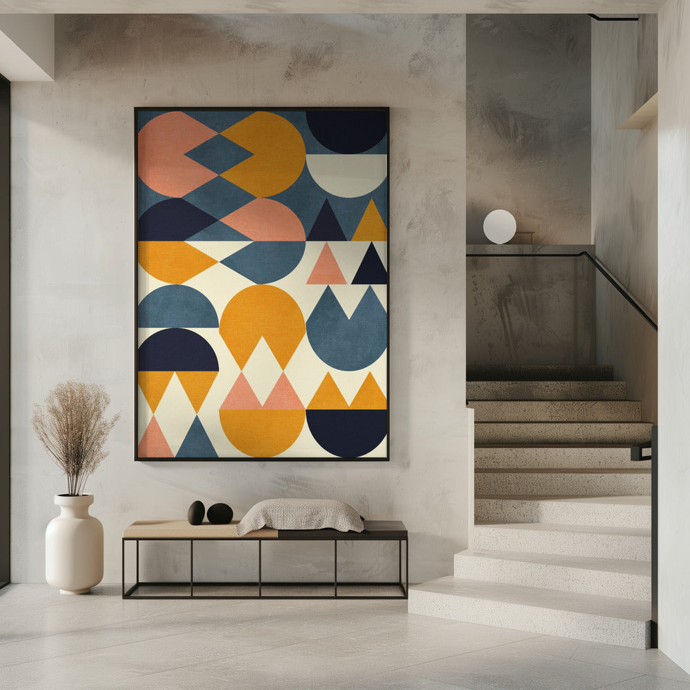 Rainbow Plus Shapes  Blue Mustard6 | Poster