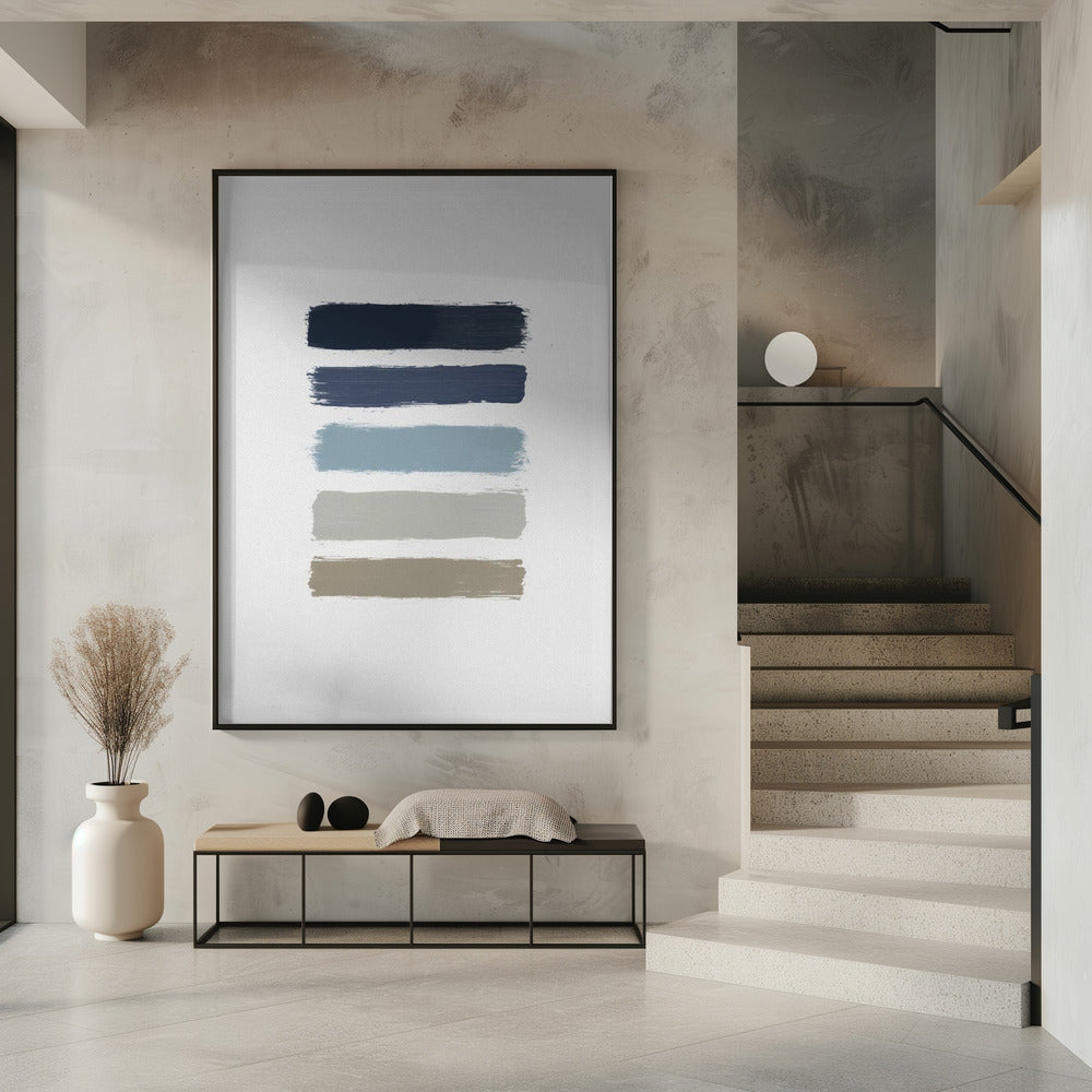 Blaue und taupefarbene Streifen | Poster