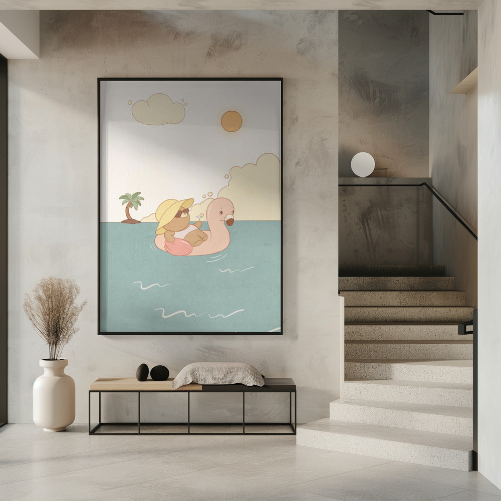 Bear On Summer Beach | Poster