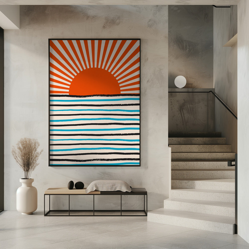 Rote Sonne und Meer | Poster