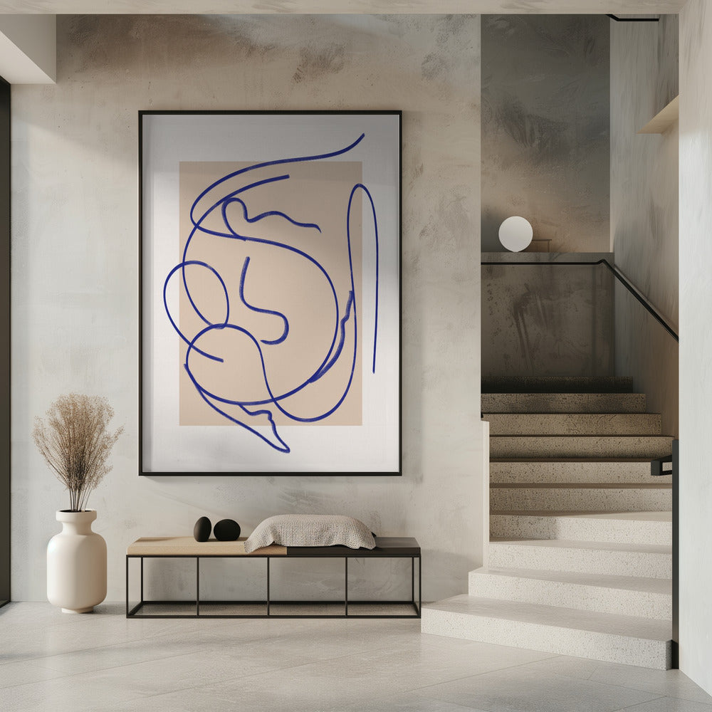 Abstract Blue Line Art 3 | Poster