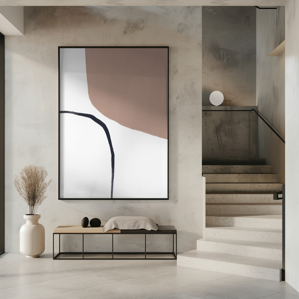 Soft Beige And Black Lines | Poster