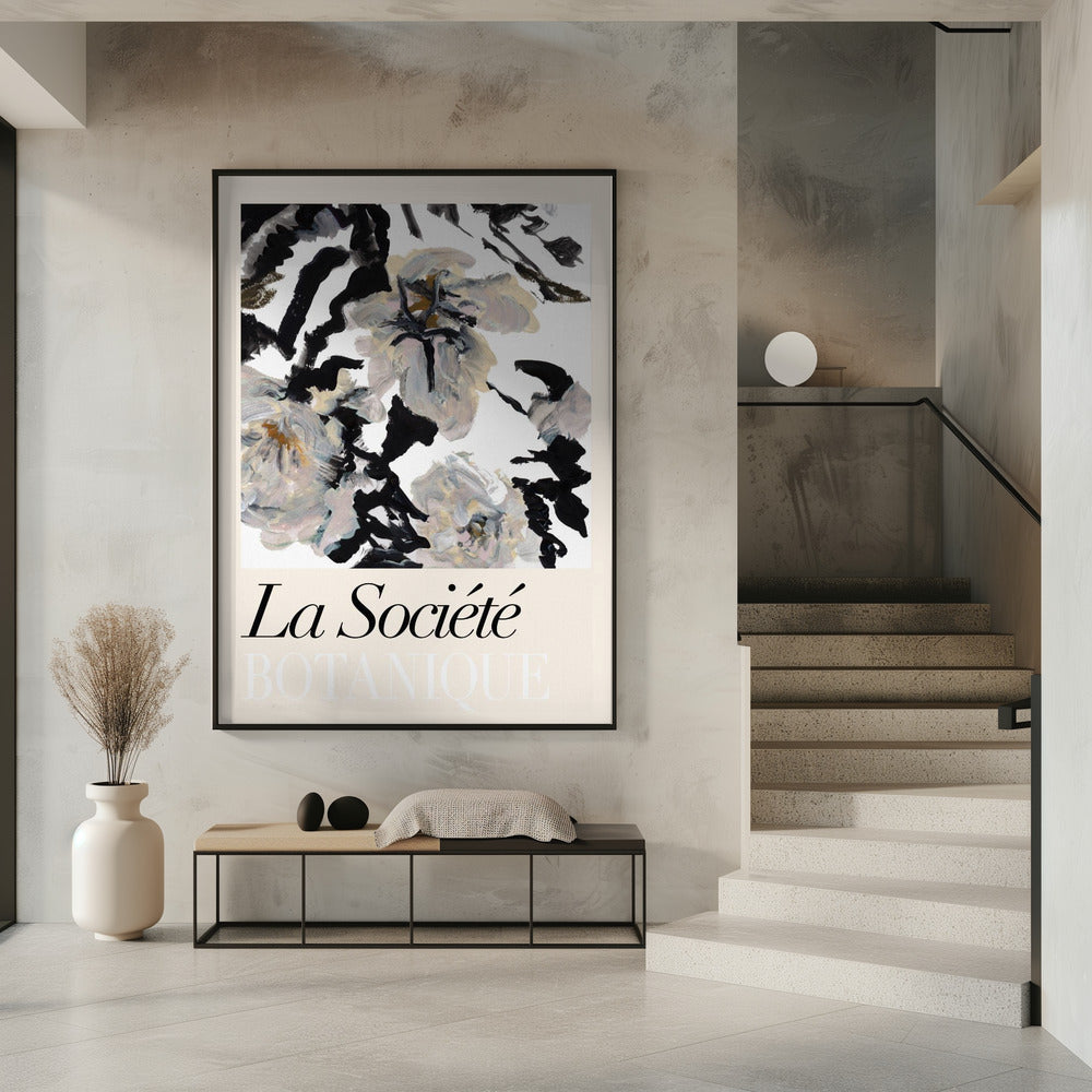 La Société Botanique Schwarze und weiße und cremefarbene Blumen 2 | Poster