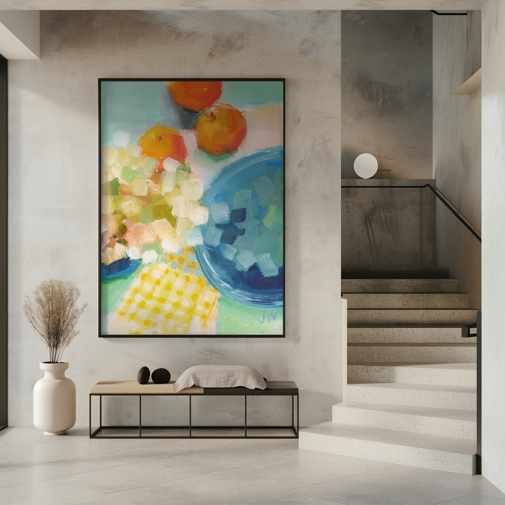 Orangen und Hortensien | Poster